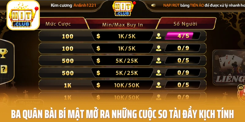 Ba quân bài bí mật mở ra những cuộc so tài đầy kịch tính