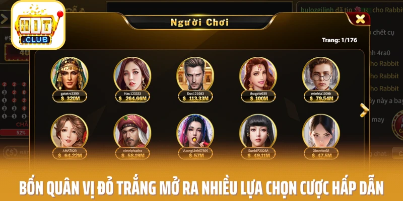 Bốn quân vị đỏ trắng mở ra nhiều lựa chọn cược hấp dẫn
