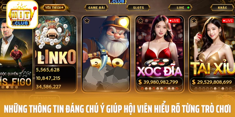 Những thông tin đáng chú ý giúp hội viên hiểu rõ từng trò chơi