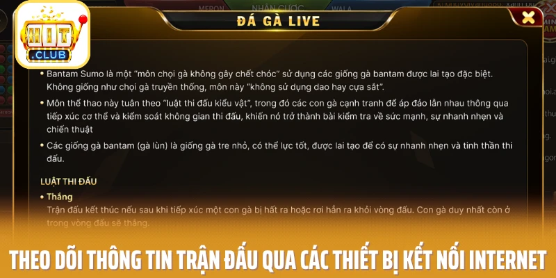 Theo dõi thông tin trận đấu qua các thiết bị kết nối Internet