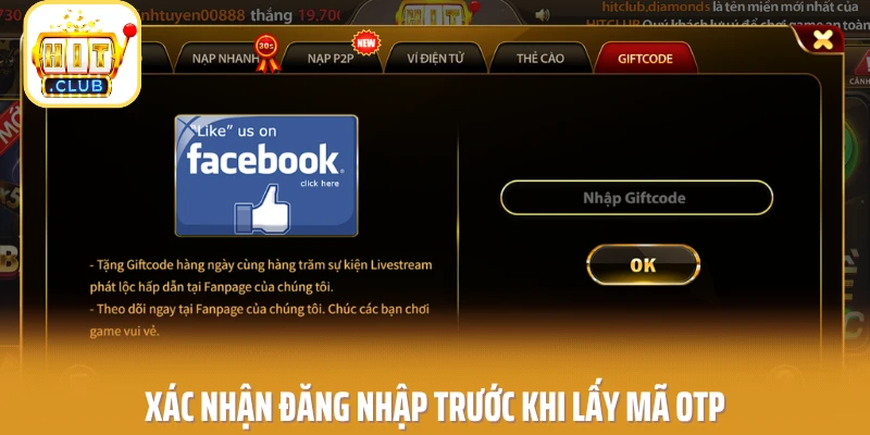 xác nhận đăng nhập trước khi lấy mã otp