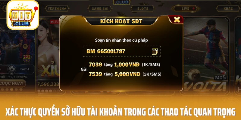 Xác thực quyền sở hữu tài khoản trong các thao tác quan trọng